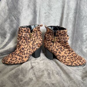 Time and Tru Brown Leopard Ankle Booties